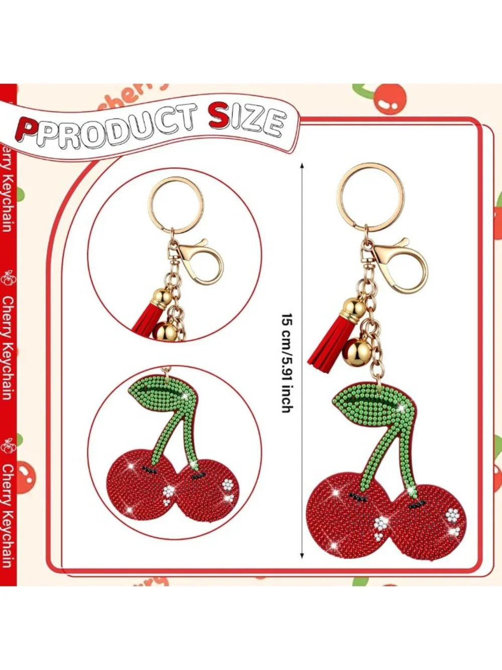 12 Pcs Sparkling Rhinestone Keychains for Women - Bling Accessories & Gifts